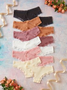 Elorette Women's Floral Decor Lace Triangle Panties 12pcs/Pack - Multicolor - View 2
