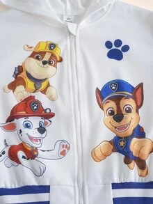 Maija Kids SHEIN | PAW Patrol Maija Kids Tween Boy Cartoon Print Zipper Hooded Jacket - Multicolor - View 5