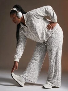 Powerista Plus Size Women's Leopard Print Athletic Pants - White - View 5