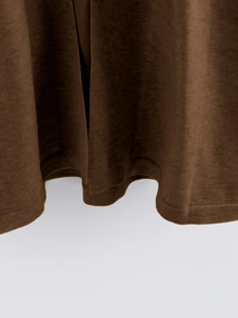 Linhara Plus Size Casual Solid Color Cardigan Knit Vest And Pants Set, Autumn/Winter - Brown - View 7