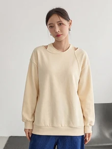 Dazy-Less Women's Designer Long Sleeve Versatile Sweatshirt For Daily Wear - Apricot - View 3