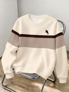 Daypath Men's Knight Print Crew Neck Long Sleeve Casual Loose Fit Sweatshirt - Khaki - View 1