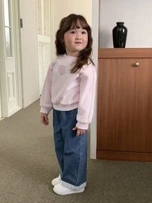 Dazy Kids Baby Girl Lace Trim Design Denim Jeans - Blue - View 6