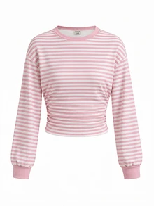 Tween Girls Sweatshirt, Waist Pleated Loose Casual Versatile Cartoon Pattern - Multicolor - View 4