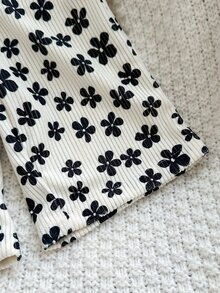 SHEIN 女嬰可愛印花連身褲，適合秋冬街頭風，百搭款 - 杏色 - 查看 6