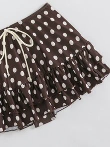 Livesso Women's Polka Dot Print Ruffle Hem Swim Shorts - Multicolor - View 5