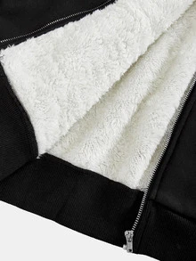 SHEIN 青少年女孩秋冬黑色對比色保暖內裡休閒寬鬆套頭運動衫，極簡設計，適合休閒與運動 - 黑色 - 查看 6