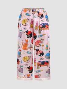 Chillnights Plus Size Women's All-Over Print Long Sleeve Top And Pants Casual Daily Home Sleepwear Set - Multicolor - View 3