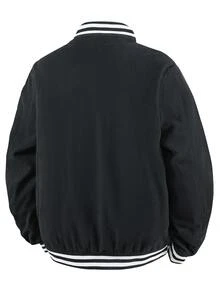 Gym Rark Men's Corduroy Baseball Collar Casual Jacket, Spring/Autumn - Black - View 3