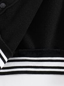 SHEIN 1pc Boys Casual Jacket, Minimalist Collar Design, Black Body With Grey Contrast Sleeves, Letter Graphic Print, Ribbed Cuffs And Hem, Suitable For Daily, Sports, School, Travel Wear, Versatile And Practical - Black - View 7