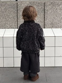 Dazy Kids Áo nỉ tay dài cảm giác lông cừu cho bé trai, mùa thu/đông - Màu xanh lá cây đậm - Xem 7