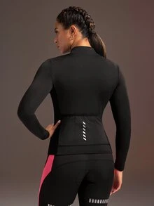 Powerista Women's Minimalist Letter Print Cycling Top - Black - View 3