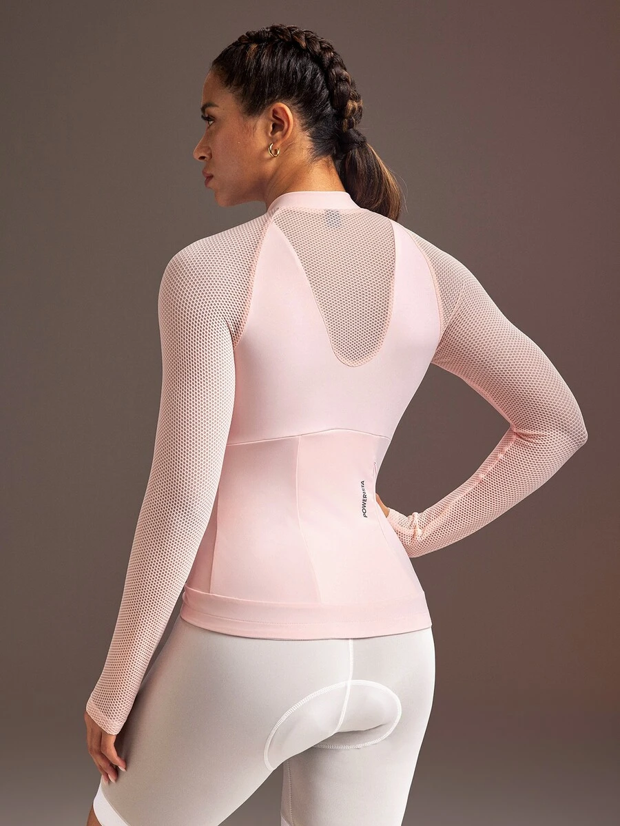 Powerista Women's Raglan Sleeve Zip-Up Cycling Top - Pink - View 1