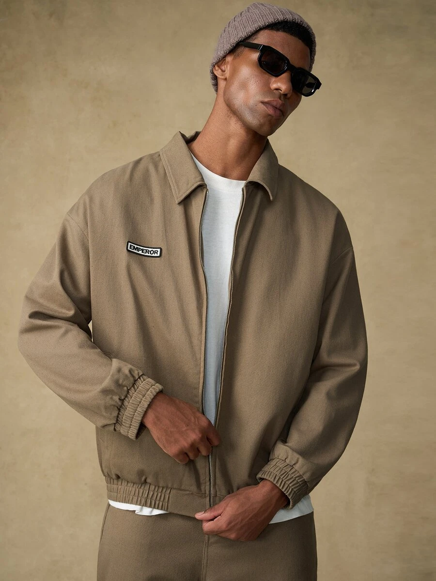 Emperor Men's Casual Denim Zipper Long Sleeve Sports Jacket - Army Green - View 1