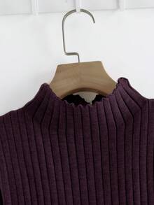 Linhara Bộ áo khoác cardigan len dệt kim và quần màu trơn phong cách thường ngày size lớn, thu/đông - Màu tím - Xem 4