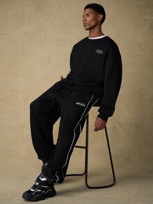 Emperor Men's Autumn/Winter Black Loose Fit Jogger Sweatpants - Black - View 7