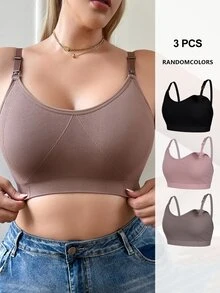 Moonlight&Mama [Random Color]Women's Popular Fashion Comfortable Minimalist Solid Color High Cost-Performance High Quality Plus Size Seamless Maternity Nursing Bra - Multicolor - View 7