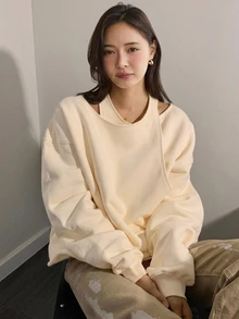 Dazy-Less Women's Designer Long Sleeve Versatile Sweatshirt For Daily Wear - Apricot - View 4