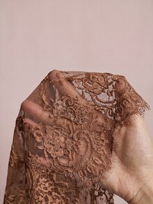 Freevana 大尺碼女款蕾絲貝殼鈕扣透視襯衫，燈籠袖寬鬆上衣，白色夏季波西米亞度假罩衫，單身派對下午茶派對上衣，秋季款 - 鏽棕色 - 查看 17