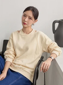 Dazy-Less Women's Designer Long Sleeve Versatile Sweatshirt For Daily Wear - Apricot - View 1