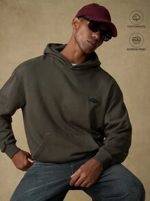 Emperor Men's Vintage Washed Streetwear Print Hoodie, Autumn/Winter - Grey - View 6