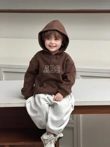 DAZY Infant (Boy) Solid Color Casual Mesh Texture Korean Style Hoodie Sweatshirt - Coffee Brown - View 5