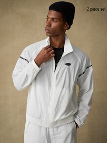 Emperor Men's Zipper Long Sleeve Shirt And Pants Casual Daily Outfit - White - View 6