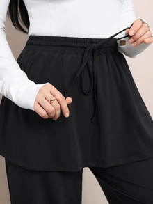 Veilorie Women's Solid Color Casual Versatile Daily Travel Sports Long Pants - Black - View 4