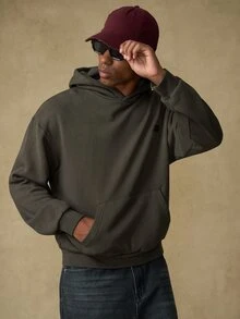 Emperor Men's Vintage Washed Streetwear Print Hoodie, Autumn/Winter - Grey - View 5
