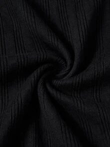 SHEIN 女嬰可愛休閒百搭保暖內裡鬆緊腰喇叭褲冬季長褲 - 黑色 - 查看 6