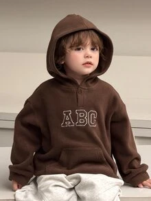 DAZY Infant (Boy) Solid Color Casual Mesh Texture Korean Style Hoodie Sweatshirt - Coffee Brown - View 1
