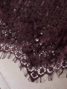 Muvela Women's Sequin Lace Skirt - Brown - View 5