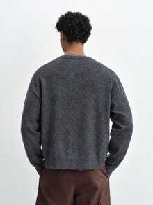 TOKVUE Men's Simple Versatile Long Sleeve Sweater For Daily Wear - Dark Grey - View 2