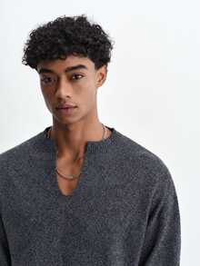 TOKVUE Men's Simple Versatile Long Sleeve Sweater For Daily Wear - Dark Grey - View 5
