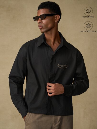 Emperor Chemise homme automne/hiver noire à manches longues imprimée 3D
