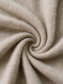Omancia Women's Solid Color Hooded Asymmetrical Hem Sweater Dress - Camel - View 5