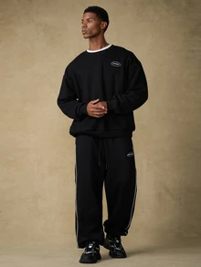 Emperor Men's Autumn/Winter Black Loose Fit Jogger Sweatpants - Black - View 4