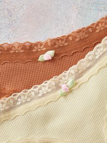 Elorette Women's Floral Decor Lace Triangle Panties 12pcs/Pack - Multicolor - View 5