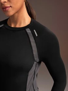 Powerista Women's Colorblock Raglan Long Sleeve Casual Fitness Sports T-Shirt - Black - View 1