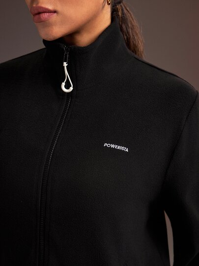 Powerista Women's Black 3D Fleece Fitted Jacket