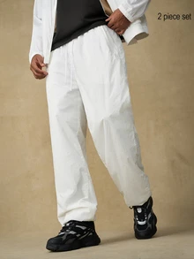 Emperor Men's Zipper Long Sleeve Shirt And Pants Casual Daily Outfit - White - View 7
