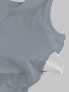 Flirla 女款夏季純色方領休閒修身背心，內建胸罩 - 淺藍色 - 查看 4