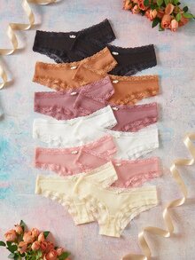 Elorette Women's Floral Decor Lace Triangle Panties 12pcs/Pack - Multicolor - View 3