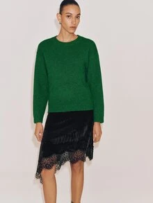 Anewsta Essential Women's Loose Fit Slimming Long Sleeve Crew Neck Pullover Knit Sweater, Autumn/Winter New Style - Green - View 3