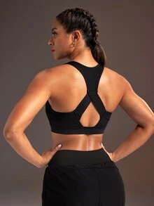 Powerista Women's Minimalist Mesh Sports Bra For Yoga And Fitness - Black - View 4