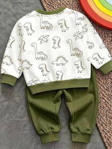 男嬰卡通圖案休閒簡約秋冬套裝 - 彩色 - 查看 2