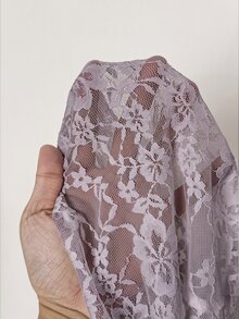 EgrlEra 女款性感對比色蕾絲V領蕾絲飾邊上衣 - 淡紫色 - 查看 5