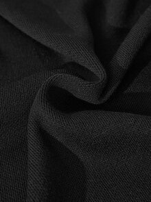 SHEIN Casual kofta för dam i petite storlek, enfärgad svart, med knäppning fram och detaljer, nedsläppt axel - Svart - Visa 6