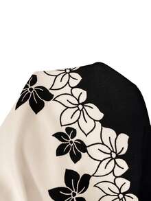 SHEIN Lady 女款優雅正式藍白花卉A字中長洋裝，適合秋冬辦公室工作、派對、教堂、外出、聖誕、新年、婚禮、生日、夜晚聚會 - 黑色和杏色 - 查看 8