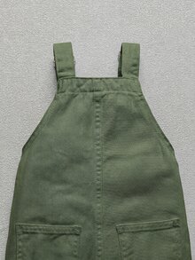 嬰兒/幼兒男童黑色熊與字母刺繡破洞水洗牛仔褲 - 軍綠色 - 查看 4